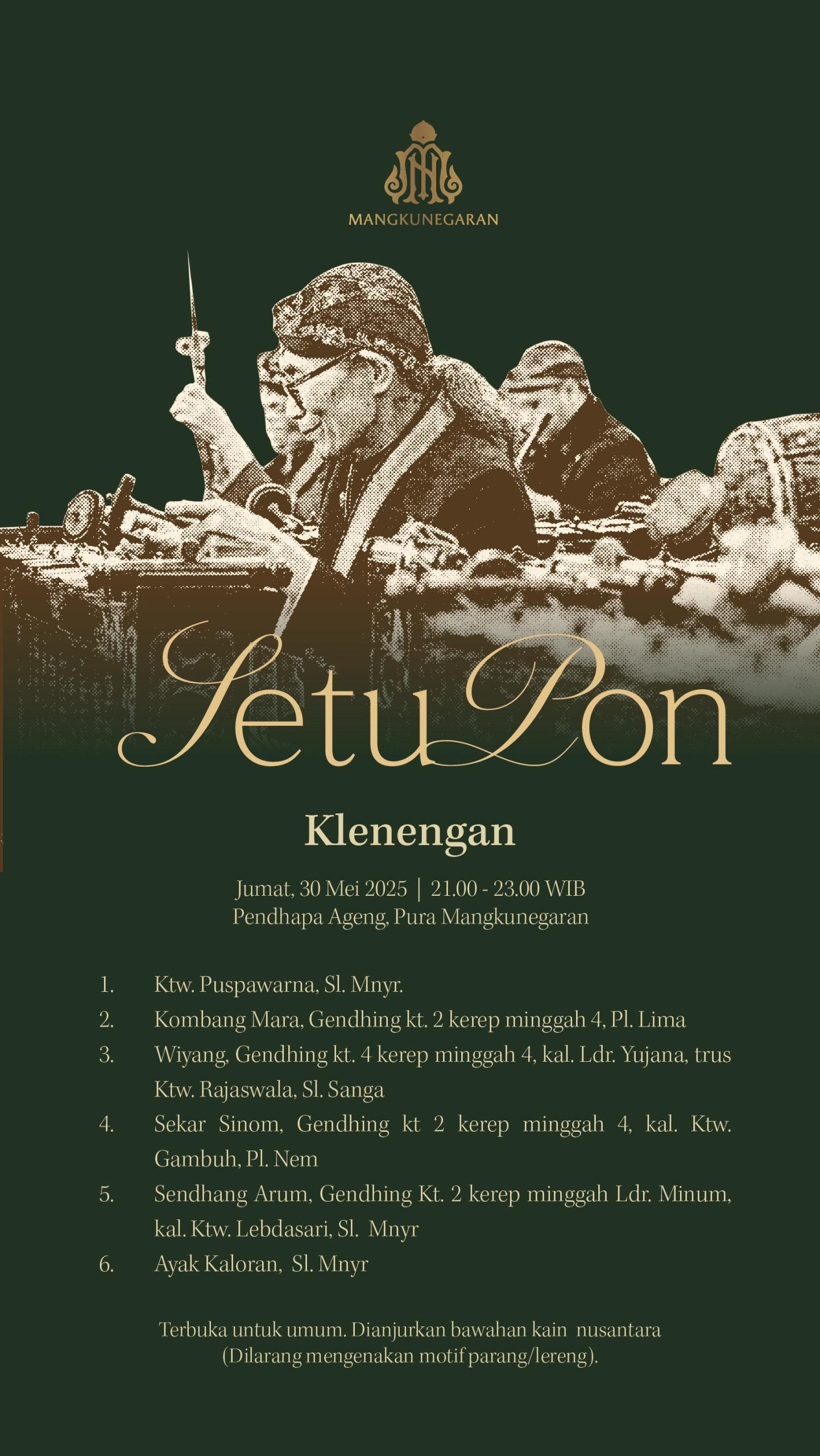 You are currently viewing Setu Pon “Klenengan” Pendhapa Ageng, Pura Mangkunegaran